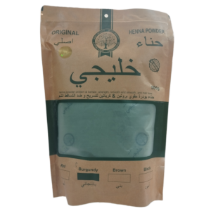 حناء (حنا) خلیجی اصلی رنگ بادمجانی حجم 500 میل